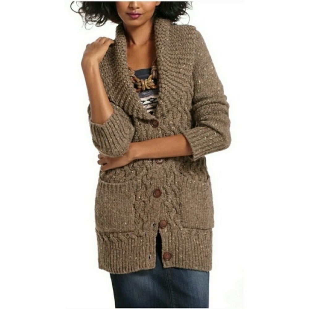 Anthropologie Taupe Knit Cardigan